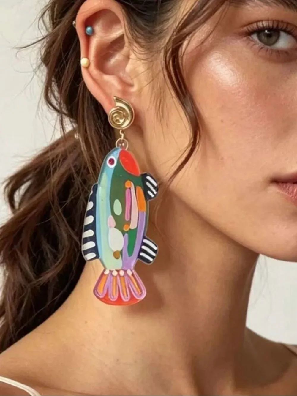 Multicolor Fish Drop Earrings A2017